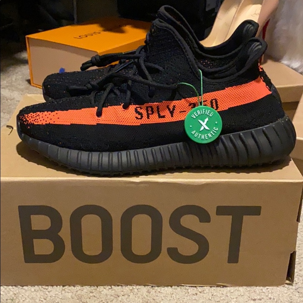Authentic Yeezy 350s Red Stripe
